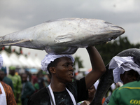 Farmers display their produce as the Lagos State Ministry of Agriculture and Food Systems concludes activities marking the 2024 World Food D...