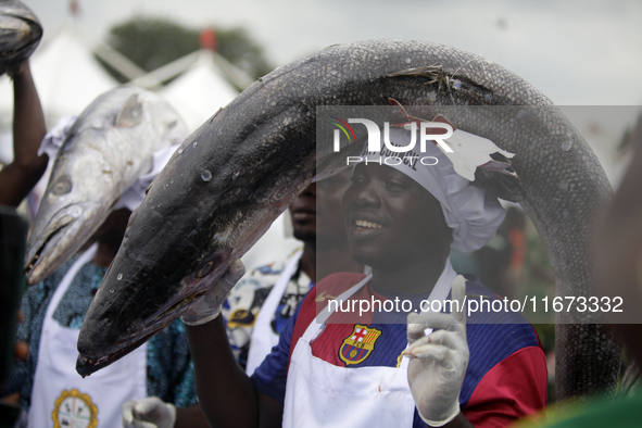 Farmers display their produce as the Lagos State Ministry of Agriculture and Food Systems concludes activities marking the 2024 World Food D...