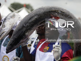 Farmers display their produce as the Lagos State Ministry of Agriculture and Food Systems concludes activities marking the 2024 World Food D...