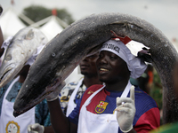 Farmers display their produce as the Lagos State Ministry of Agriculture and Food Systems concludes activities marking the 2024 World Food D...