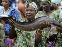 Farmers display their produce as the Lagos State Ministry of Agriculture and Food Systems concludes activities marking the 2024 World Food D...