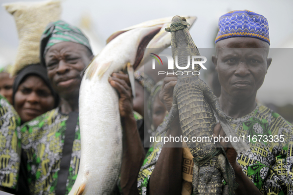 Farmers display their produce as the Lagos State Ministry of Agriculture and Food Systems concludes activities marking the 2024 World Food D...