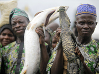 Farmers display their produce as the Lagos State Ministry of Agriculture and Food Systems concludes activities marking the 2024 World Food D...