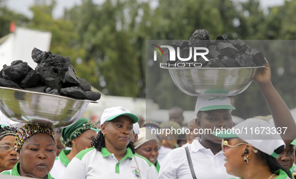 Farmers display their produce as the Lagos State Ministry of Agriculture and Food Systems concludes activities marking the 2024 World Food D...