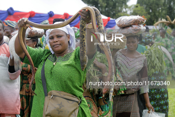 Farmers display their produce as the Lagos State Ministry of Agriculture and Food Systems concludes activities marking the 2024 World Food D...