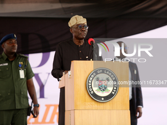 Babajide Sanwo-Olu, Governor of Lagos State, speaks to the farmers as the Lagos State Ministry of Agriculture and Food Systems concludes act...