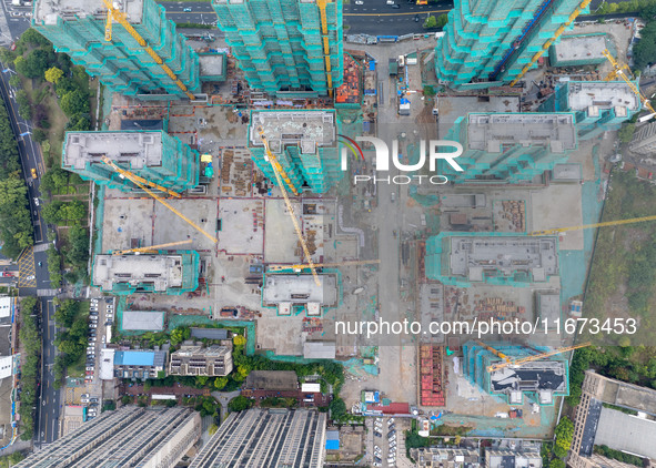 A real estate project is under construction in Qingjiangpu District, Huai'an City, Jiangsu Province, China, on October 17, 2024. 