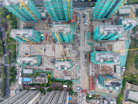 A real estate project is under construction in Qingjiangpu District, Huai'an City, Jiangsu Province, China, on October 17, 2024. (