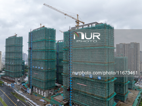 A real estate project is under construction in Qingjiangpu District, Huai'an City, Jiangsu Province, China, on October 17, 2024. 