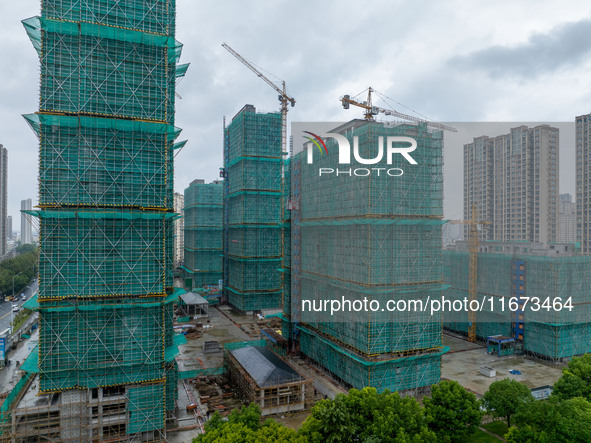 A real estate project is under construction in Qingjiangpu District, Huai'an City, Jiangsu Province, China, on October 17, 2024. 