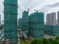 A real estate project is under construction in Qingjiangpu District, Huai'an City, Jiangsu Province, China, on October 17, 2024. (