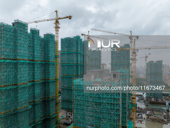 A real estate project is under construction in Qingjiangpu District, Huai'an City, Jiangsu Province, China, on October 17, 2024. 