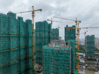 A real estate project is under construction in Qingjiangpu District, Huai'an City, Jiangsu Province, China, on October 17, 2024. (