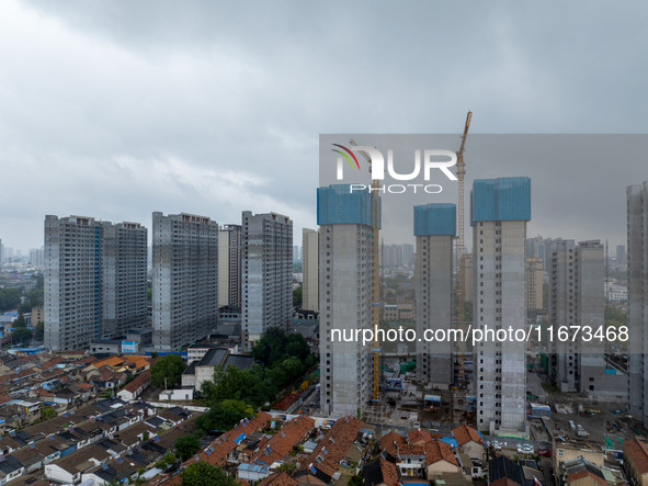 A real estate project is under construction in Qingjiangpu District, Huai'an City, Jiangsu Province, China, on October 17, 2024. 