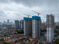 A real estate project is under construction in Qingjiangpu District, Huai'an City, Jiangsu Province, China, on October 17, 2024. (