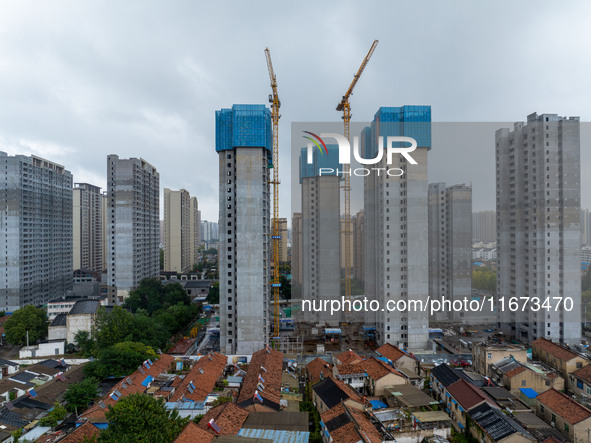 A real estate project is under construction in Qingjiangpu District, Huai'an City, Jiangsu Province, China, on October 17, 2024. 