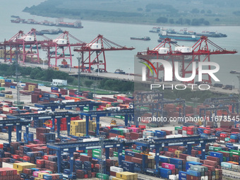 The container terminal at the Longtan Port Area of Nanjing Port is in Nanjing, Jiangsu province, China, on October 17, 2024. (