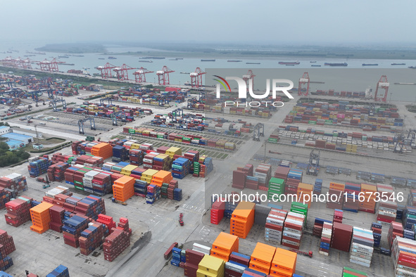 The container terminal at the Longtan Port Area of Nanjing Port is in Nanjing, Jiangsu province, China, on October 17, 2024. 