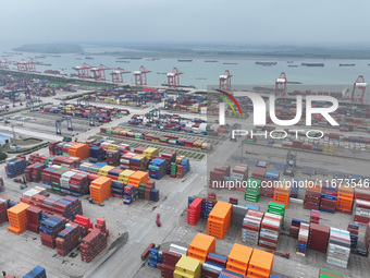 The container terminal at the Longtan Port Area of Nanjing Port is in Nanjing, Jiangsu province, China, on October 17, 2024. (