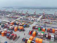 The container terminal at the Longtan Port Area of Nanjing Port is in Nanjing, Jiangsu province, China, on October 17, 2024. (