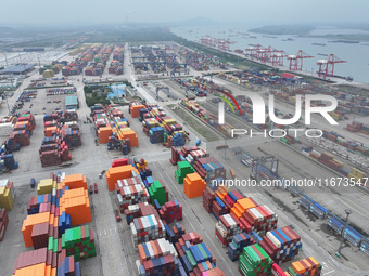 The container terminal at the Longtan Port Area of Nanjing Port is in Nanjing, Jiangsu province, China, on October 17, 2024. (