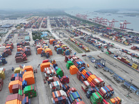 The container terminal at the Longtan Port Area of Nanjing Port is in Nanjing, Jiangsu province, China, on October 17, 2024. (