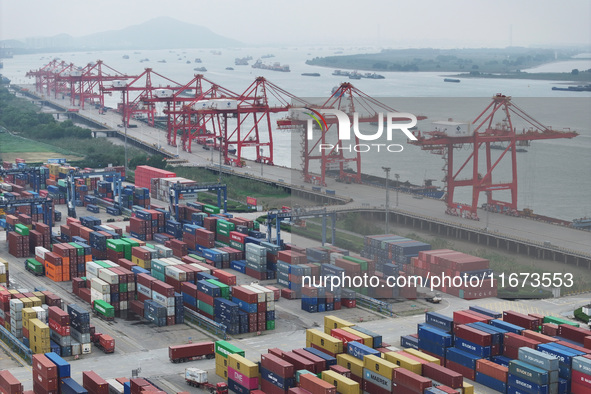 The container terminal at the Longtan Port Area of Nanjing Port is in Nanjing, Jiangsu province, China, on October 17, 2024. 