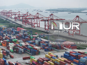 The container terminal at the Longtan Port Area of Nanjing Port is in Nanjing, Jiangsu province, China, on October 17, 2024. (