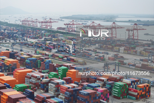 The container terminal at the Longtan Port Area of Nanjing Port is in Nanjing, Jiangsu province, China, on October 17, 2024. 