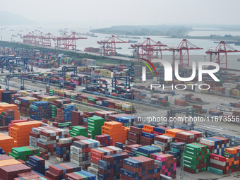 The container terminal at the Longtan Port Area of Nanjing Port is in Nanjing, Jiangsu province, China, on October 17, 2024. (