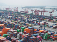 The container terminal at the Longtan Port Area of Nanjing Port is in Nanjing, Jiangsu province, China, on October 17, 2024. (