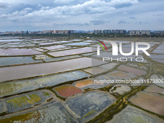 The colorful Salt Lake is seen after the rain in Yuncheng, China, on October 17, 2024. (