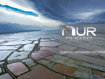 The colorful Salt Lake is seen after the rain in Yuncheng, China, on October 17, 2024. (