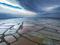 The colorful Salt Lake is seen after the rain in Yuncheng, China, on October 17, 2024. (