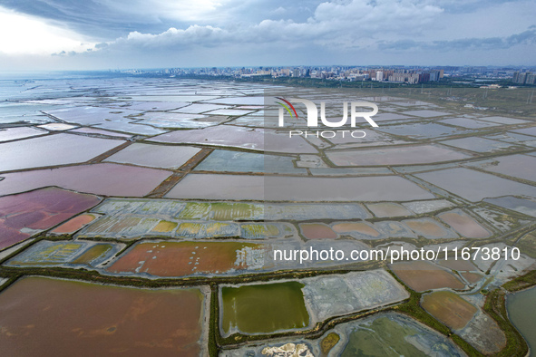 The colorful Salt Lake is seen after the rain in Yuncheng, China, on October 17, 2024. 