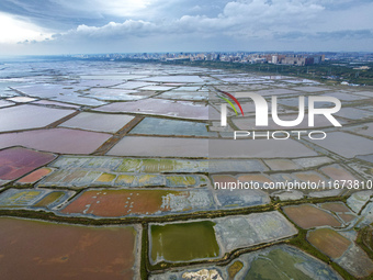 The colorful Salt Lake is seen after the rain in Yuncheng, China, on October 17, 2024. (