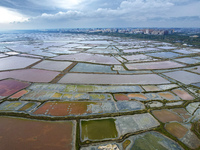 The colorful Salt Lake is seen after the rain in Yuncheng, China, on October 17, 2024. (