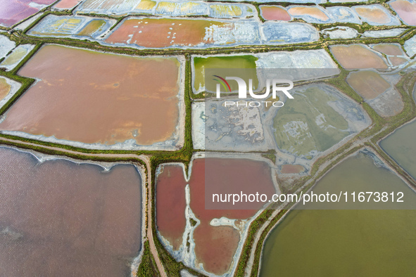 The colorful Salt Lake is seen after the rain in Yuncheng, China, on October 17, 2024. 