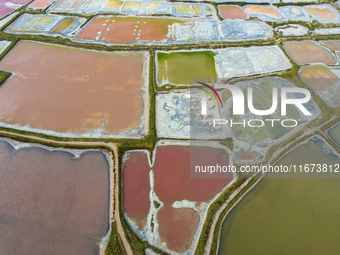 The colorful Salt Lake is seen after the rain in Yuncheng, China, on October 17, 2024. (