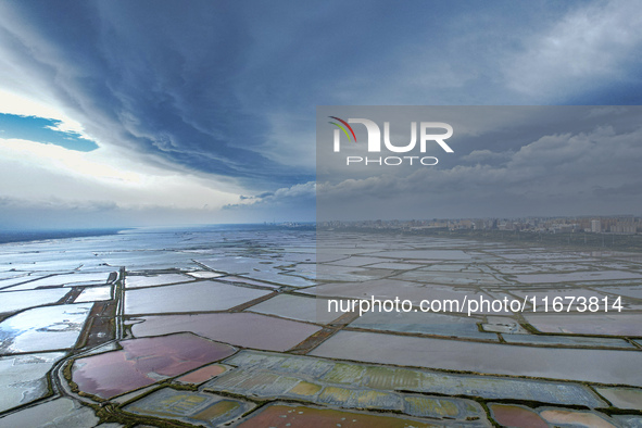 The colorful Salt Lake is seen after the rain in Yuncheng, China, on October 17, 2024. 