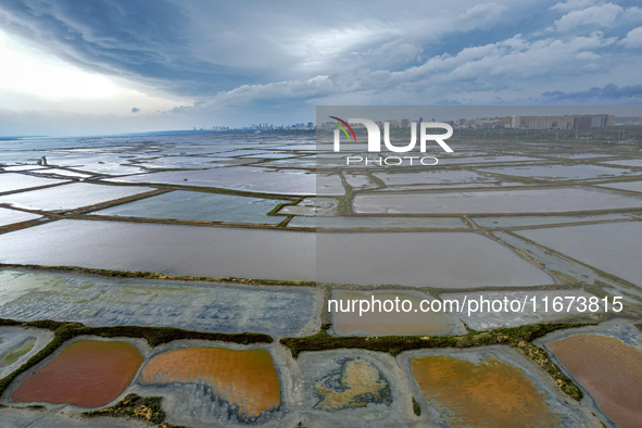 The colorful Salt Lake is seen after the rain in Yuncheng, China, on October 17, 2024. 