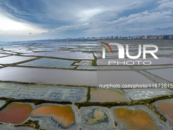 The colorful Salt Lake is seen after the rain in Yuncheng, China, on October 17, 2024. (