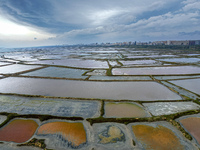 The colorful Salt Lake is seen after the rain in Yuncheng, China, on October 17, 2024. (