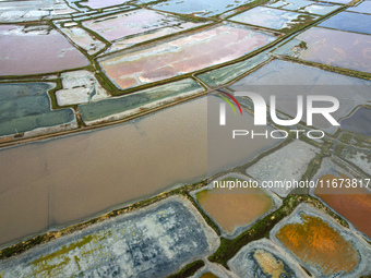 The colorful Salt Lake is seen after the rain in Yuncheng, China, on October 17, 2024. (