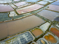 The colorful Salt Lake is seen after the rain in Yuncheng, China, on October 17, 2024. (