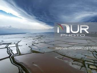 The colorful Salt Lake is seen after the rain in Yuncheng, China, on October 17, 2024. (