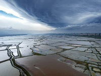 The colorful Salt Lake is seen after the rain in Yuncheng, China, on October 17, 2024. (