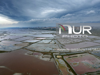 The colorful Salt Lake is seen after the rain in Yuncheng, China, on October 17, 2024. (