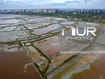 The colorful Salt Lake is seen after the rain in Yuncheng, China, on October 17, 2024. (