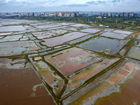 The colorful Salt Lake is seen after the rain in Yuncheng, China, on October 17, 2024. (